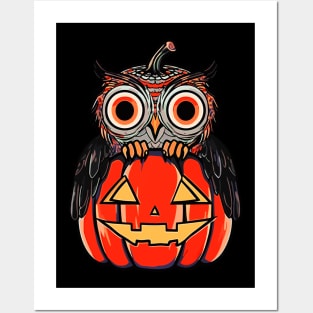 Owl & Jack O' Lantern: Halloween Pumpkin Trick or Treat Design Posters and Art